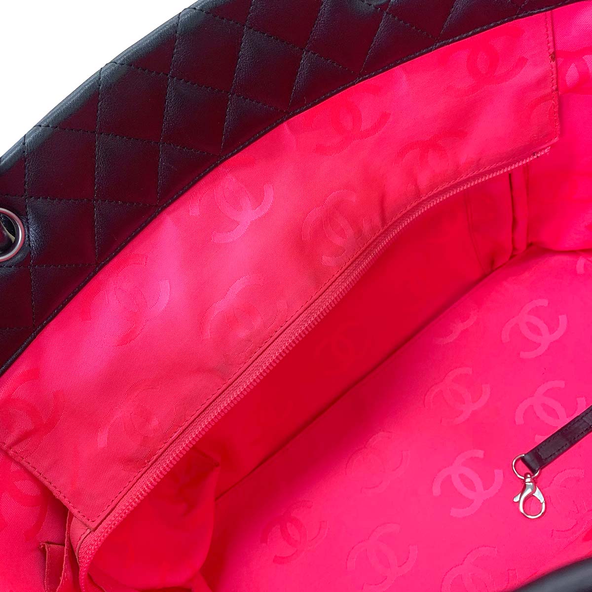 Cambon Line Large Tote Bag Leather Enamel Black A25169 Purse