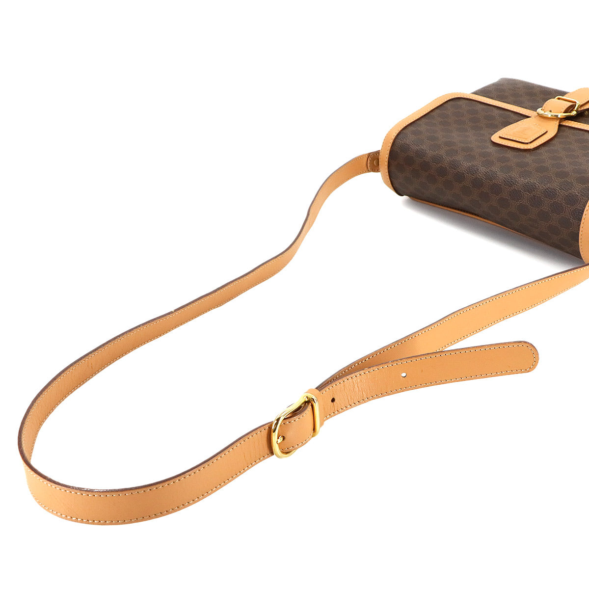 Macadam Shoulder Bag Leather PVC Brown Vintage Purse