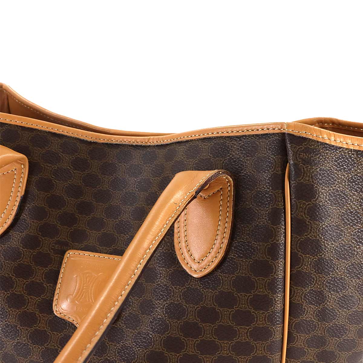 Macadam Shoulder Bag Leather PVC Brown Vintage Purse