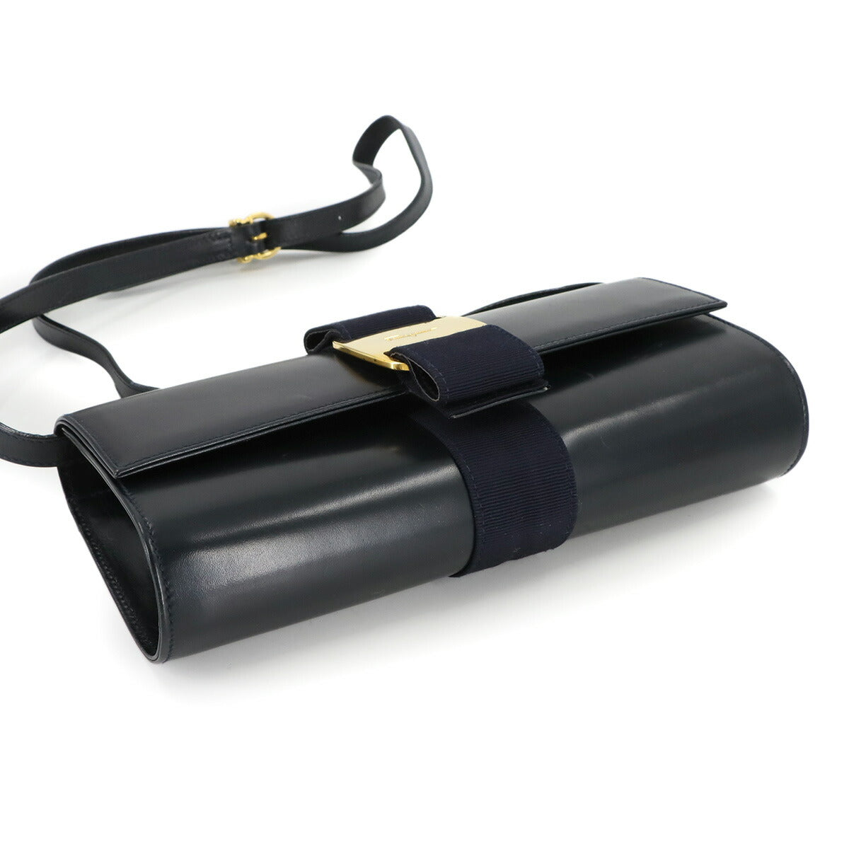 Vara Clutch Shoulder Bag Leather Navy AQ216165