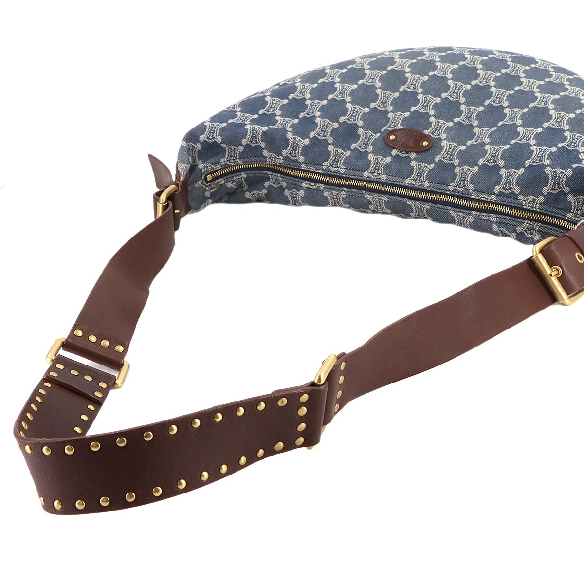 Macadam Shoulder Bag Denim Leather Blue Brown Vintage Purse