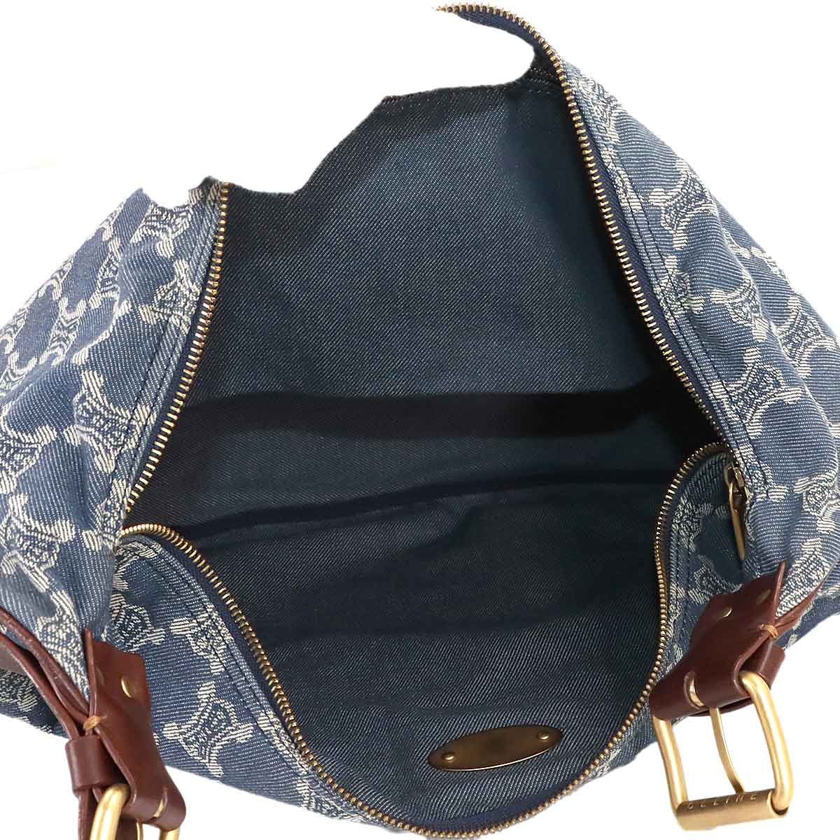 Macadam Shoulder Bag Denim Leather Blue Brown Vintage Purse