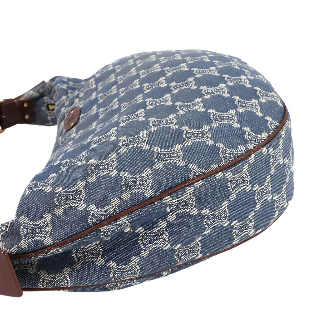 Macadam Shoulder Bag Denim Leather Blue Brown Vintage Purse