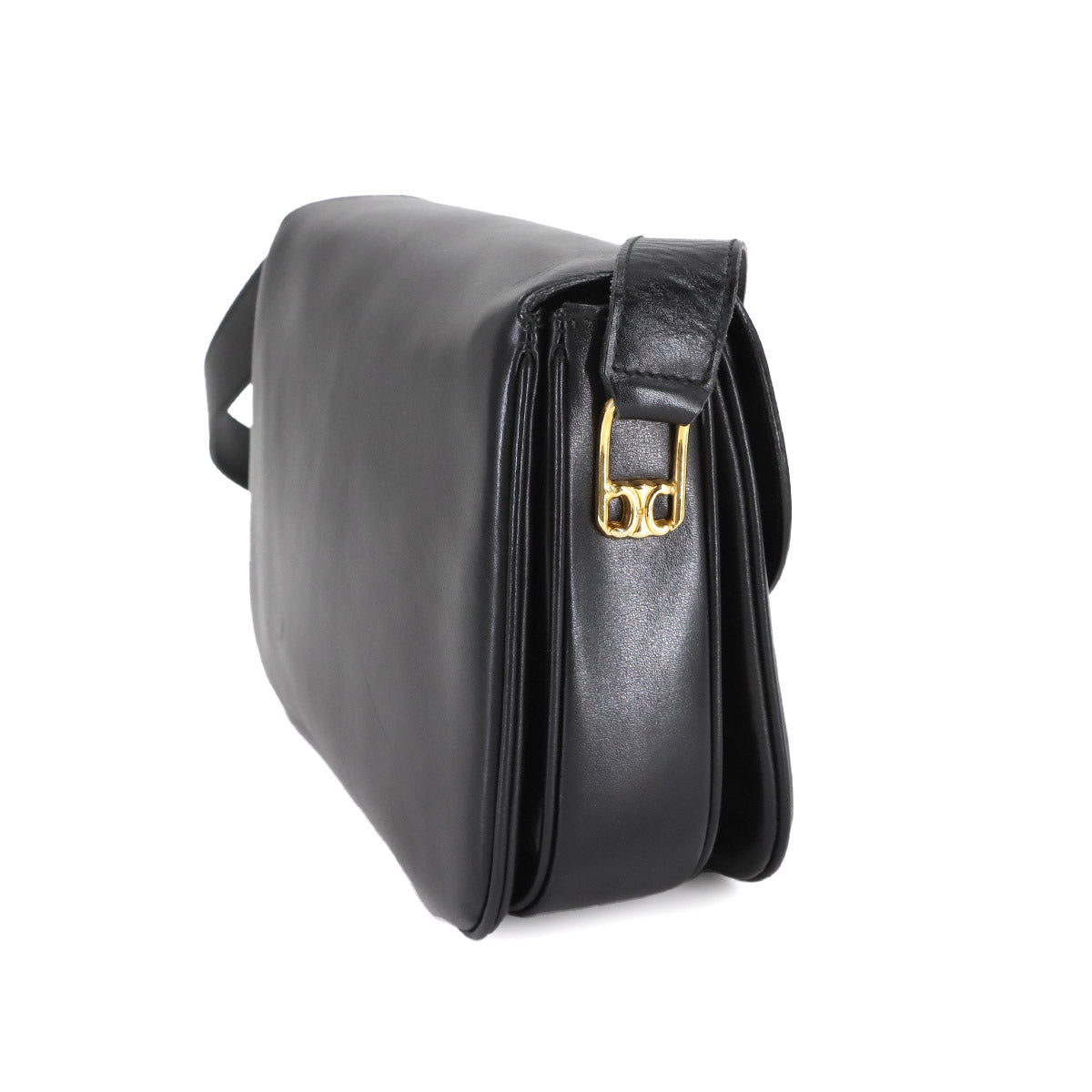 Triomphe Shoulder Bag Leather Black Vintage Purse