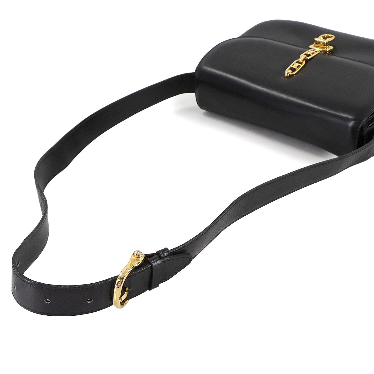 Triomphe Shoulder Bag Leather Black Vintage Purse