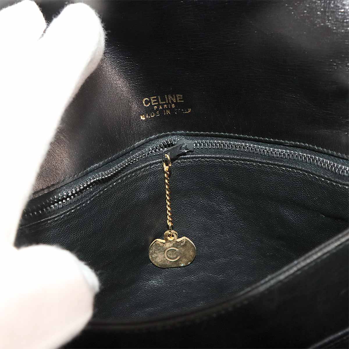 Triomphe Shoulder Bag Leather Black Vintage Purse