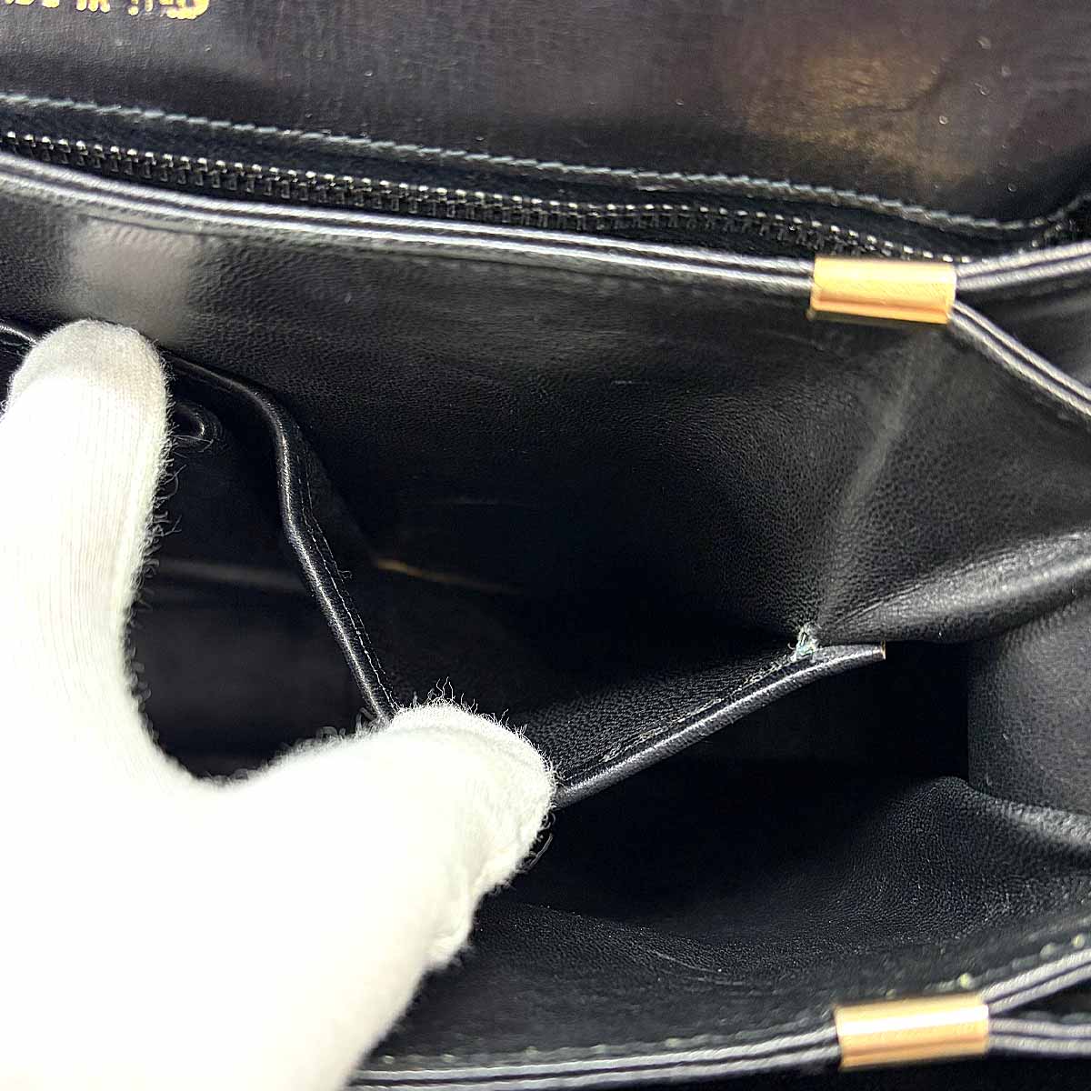 Triomphe Shoulder Bag Leather Black Vintage Purse