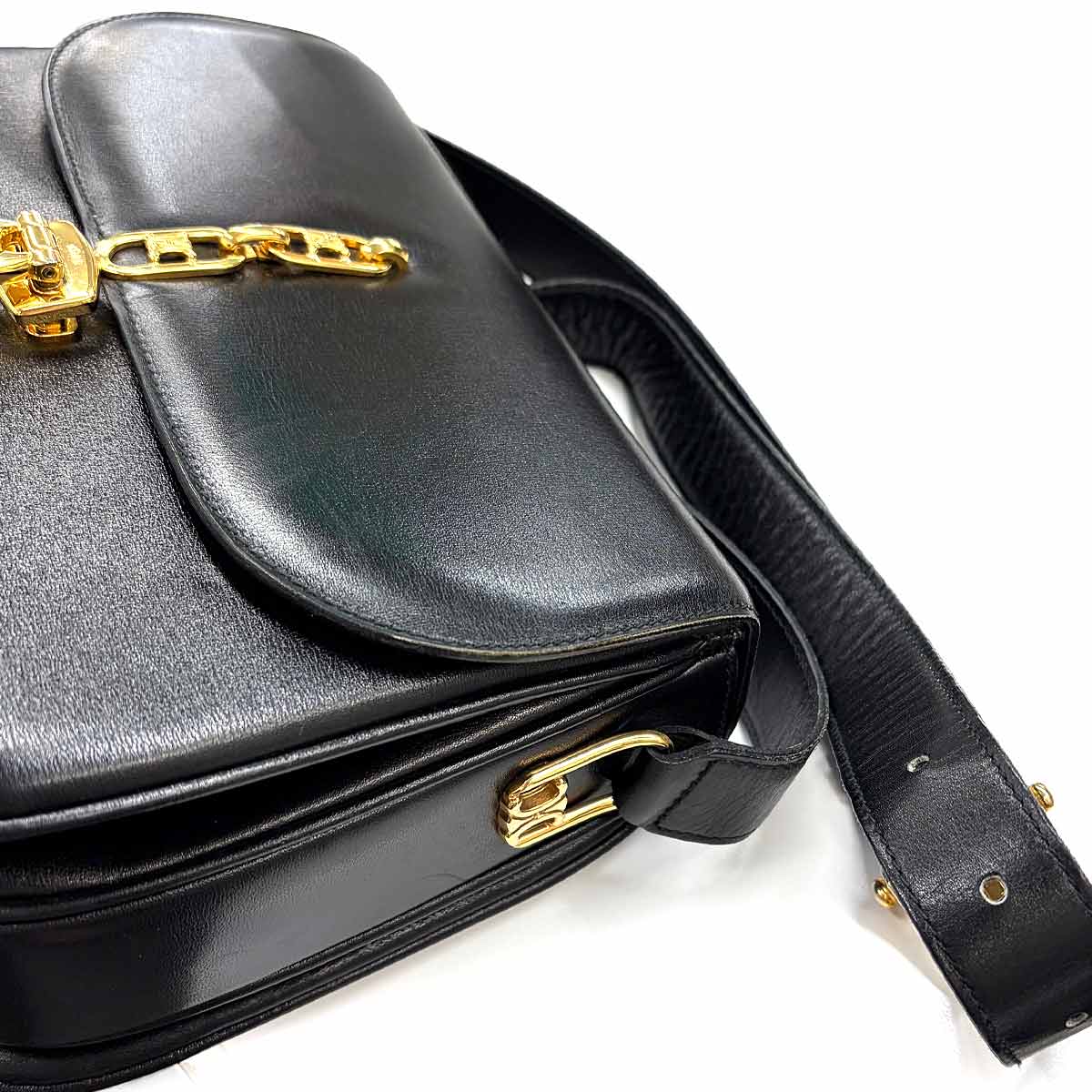 Triomphe Shoulder Bag Leather Black Vintage Purse