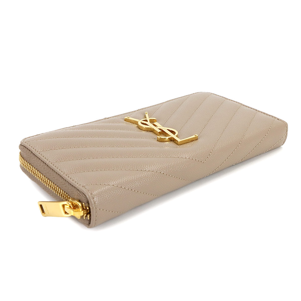 Monogram Long Wallet Leather Beige 358094