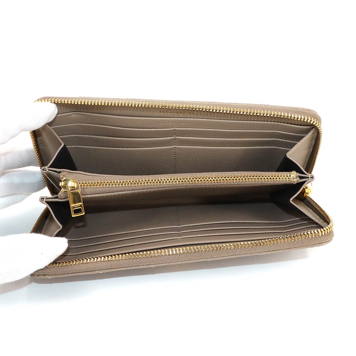 Monogram Long Wallet Leather Beige 358094