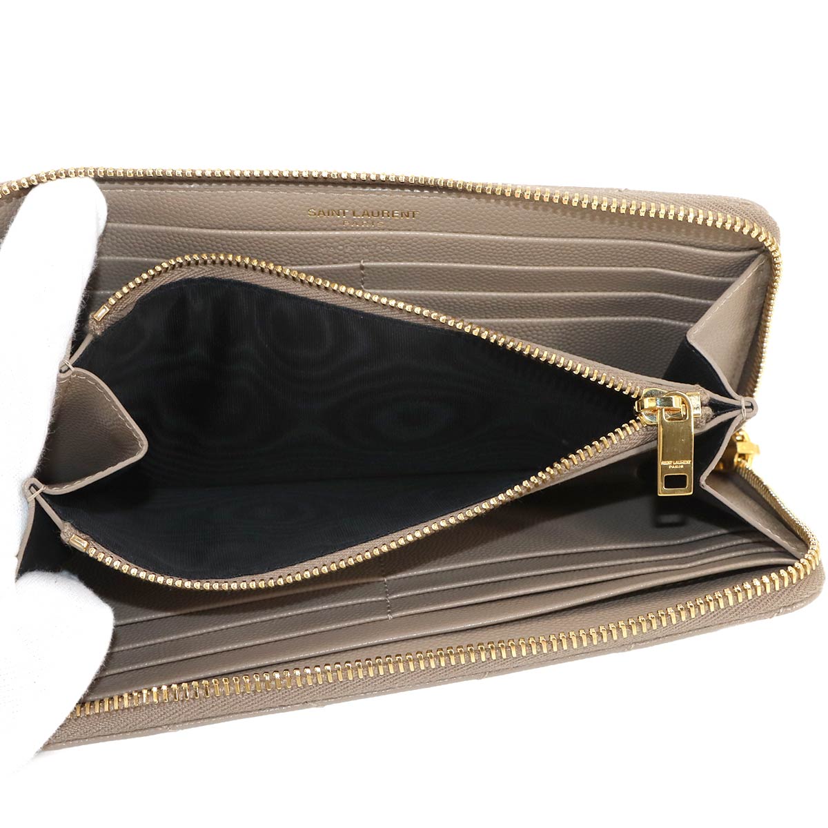 Monogram Long Wallet Leather Beige 358094