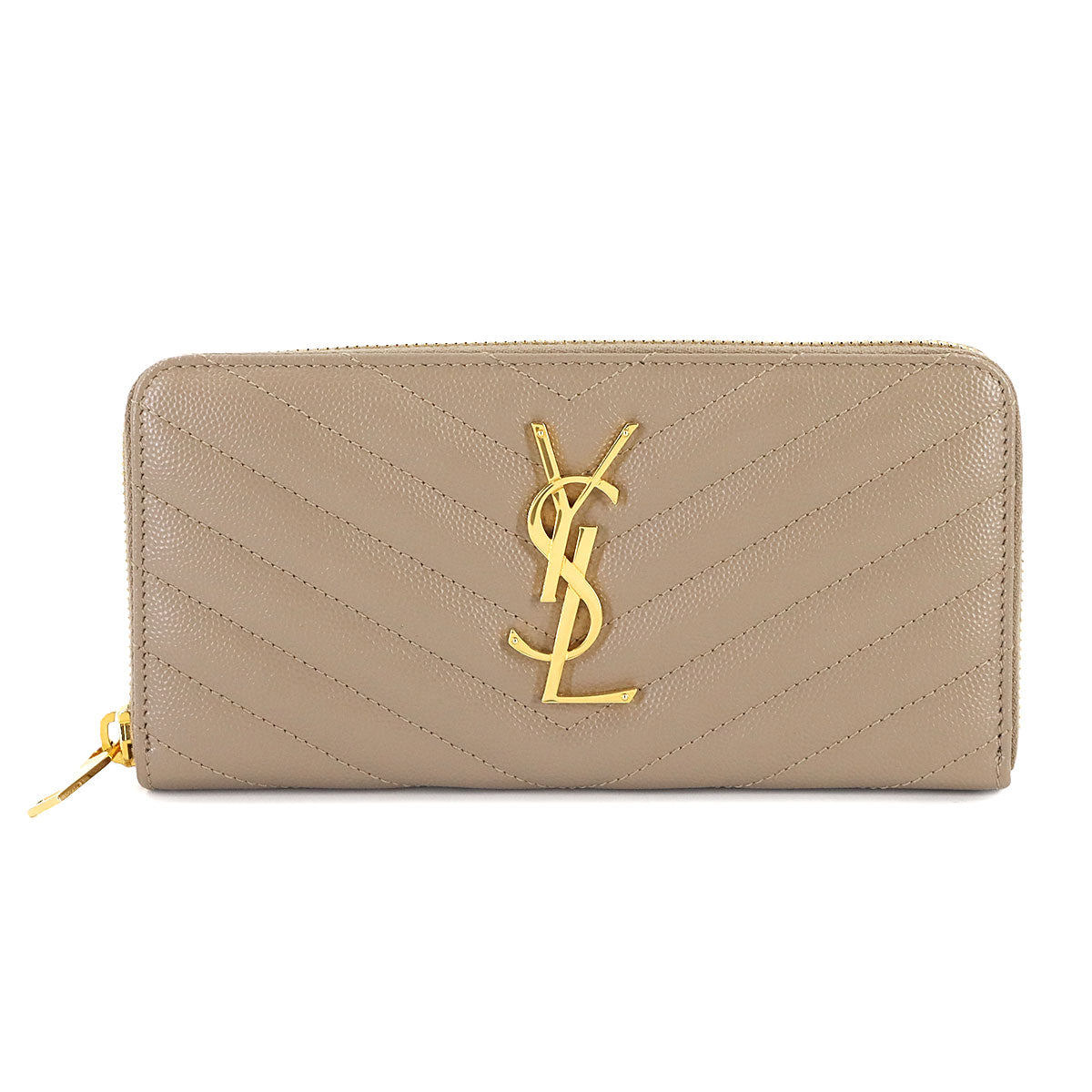 Monogram Long Wallet Leather Beige 358094