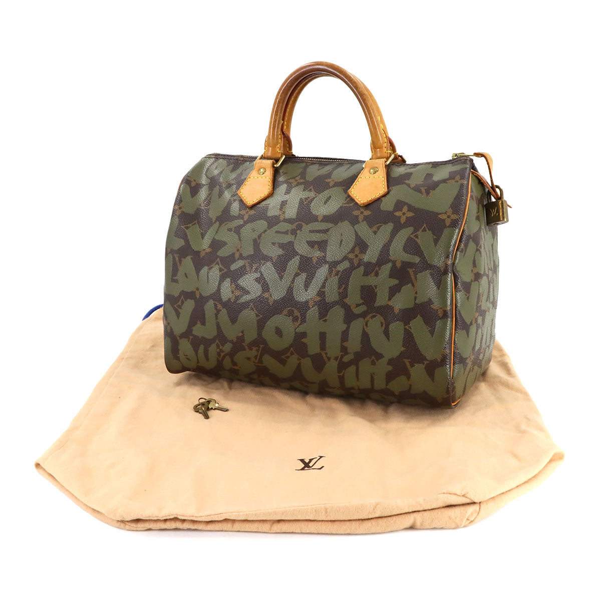 Monogram Graffiti Speedy 30 Hand Bag Khaki M92194 Purse