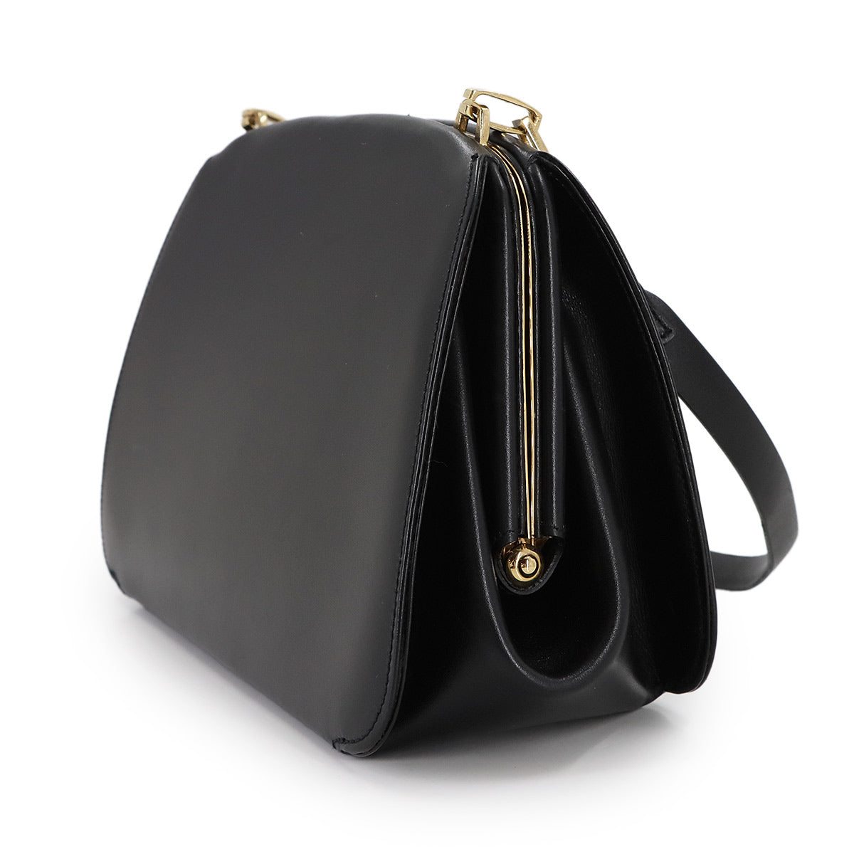 Anagram Hand Bag Leather Black Purse