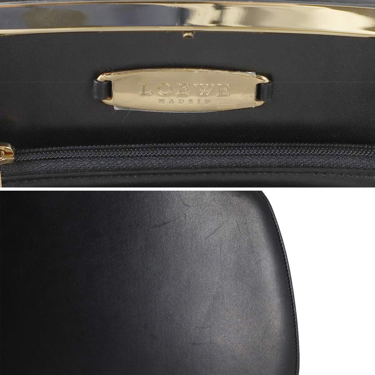 Anagram Hand Bag Leather Black Purse