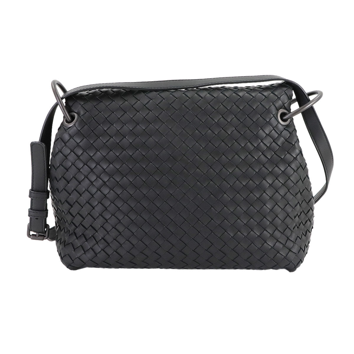 Intrecciato Shoulder Bag Leather Black 522874 Purse