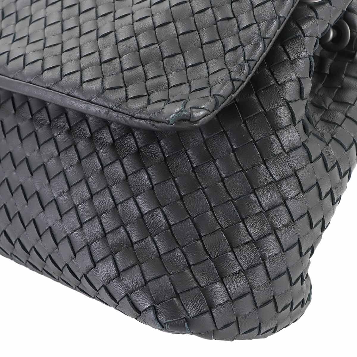 Intrecciato Shoulder Bag Leather Black 522874 Purse