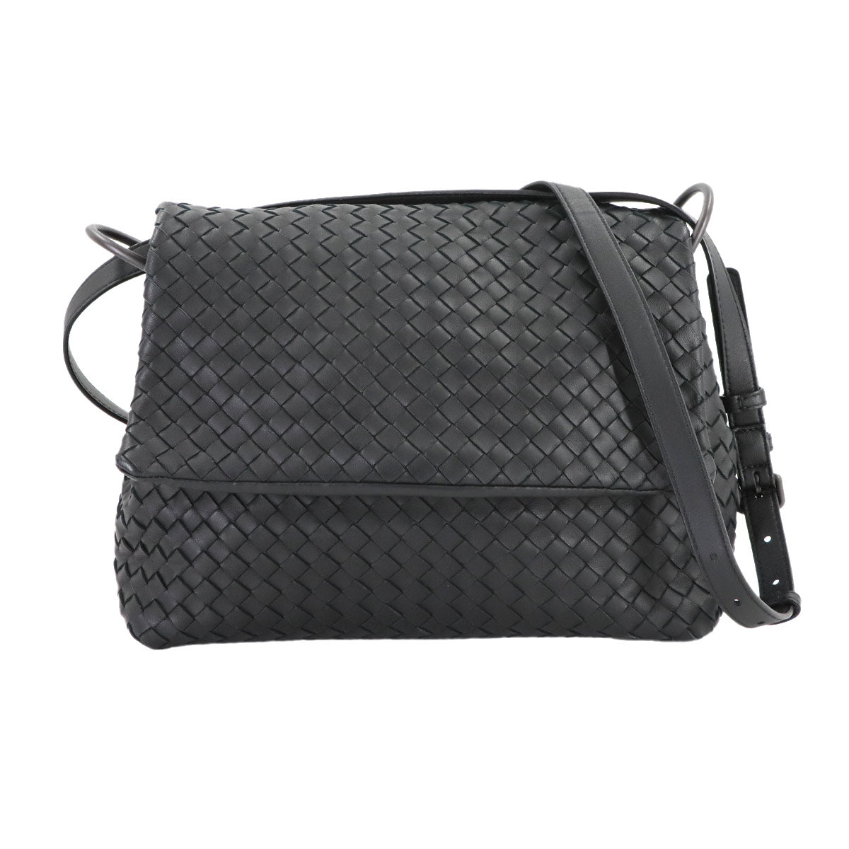 Intrecciato Shoulder Bag Leather Black 522874 Purse