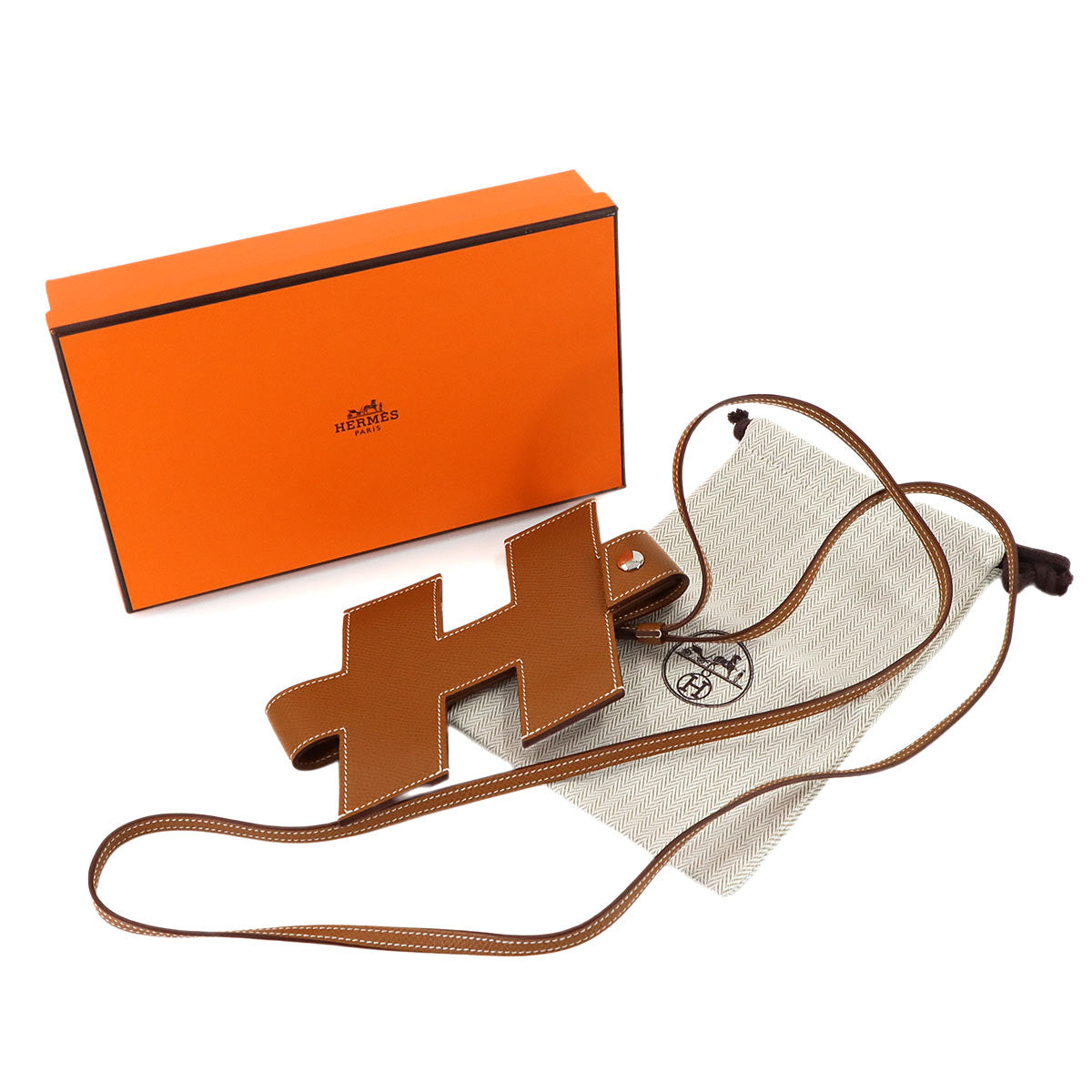 H Tag Phone Holder Phone Case Epsom Gold Brown 90307584