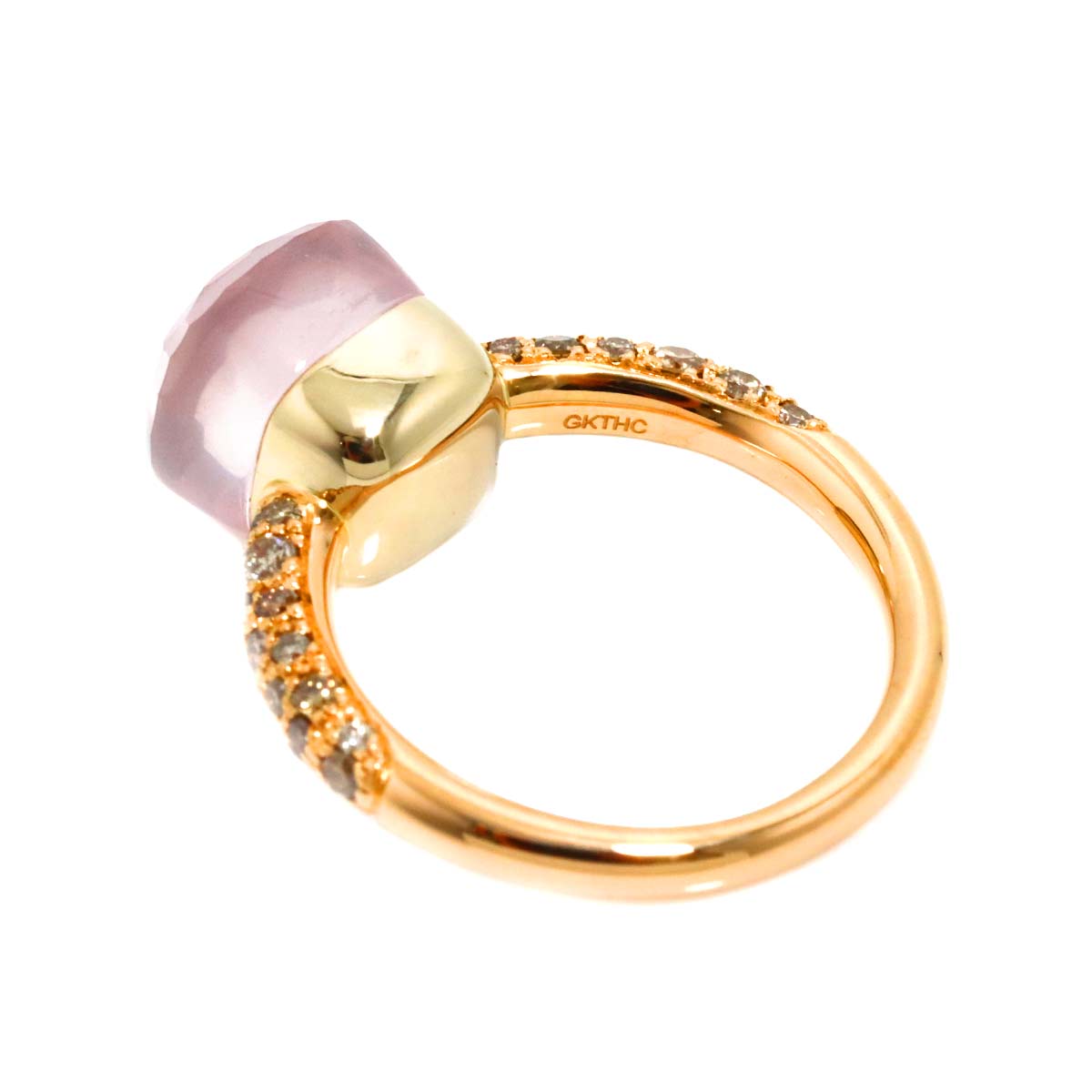 Quartz Diamond Ring 18K PG WG 750 size50 4.75-5(US)