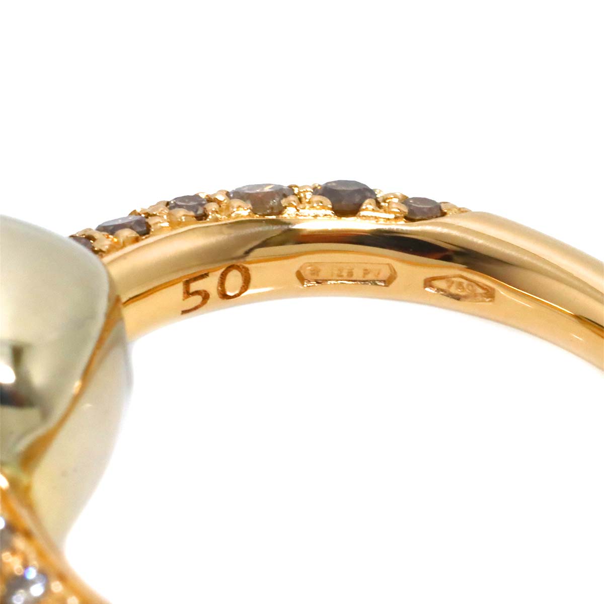 Quartz Diamond Ring 18K PG WG 750 size50 4.75-5(US)