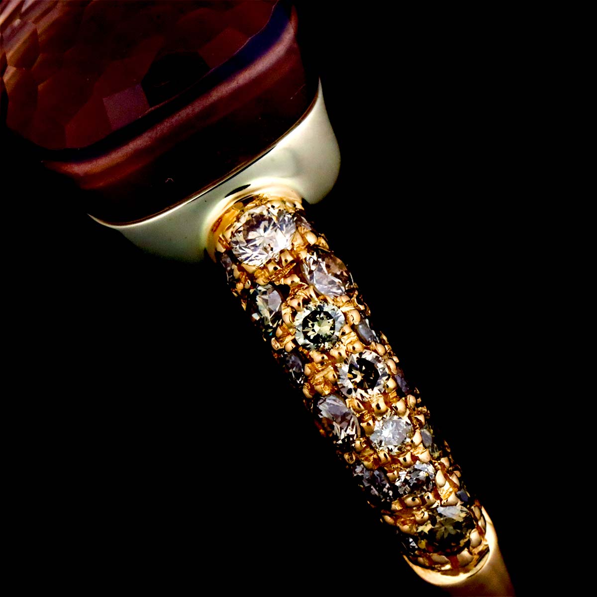 Quartz Diamond Ring 18K PG WG 750 size50 4.75-5(US)