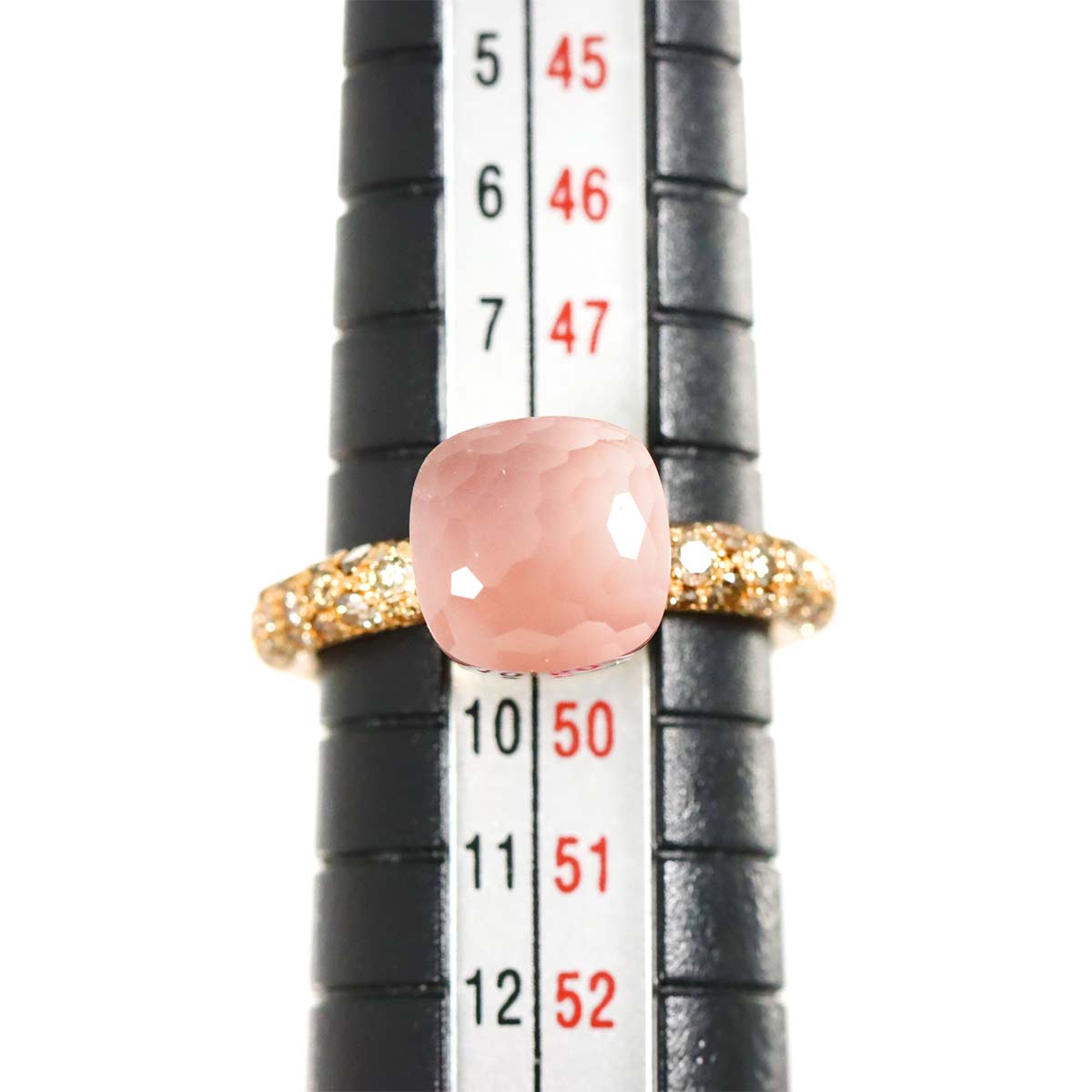 Quartz Diamond Ring 18K PG WG 750 size50 4.75-5(US)