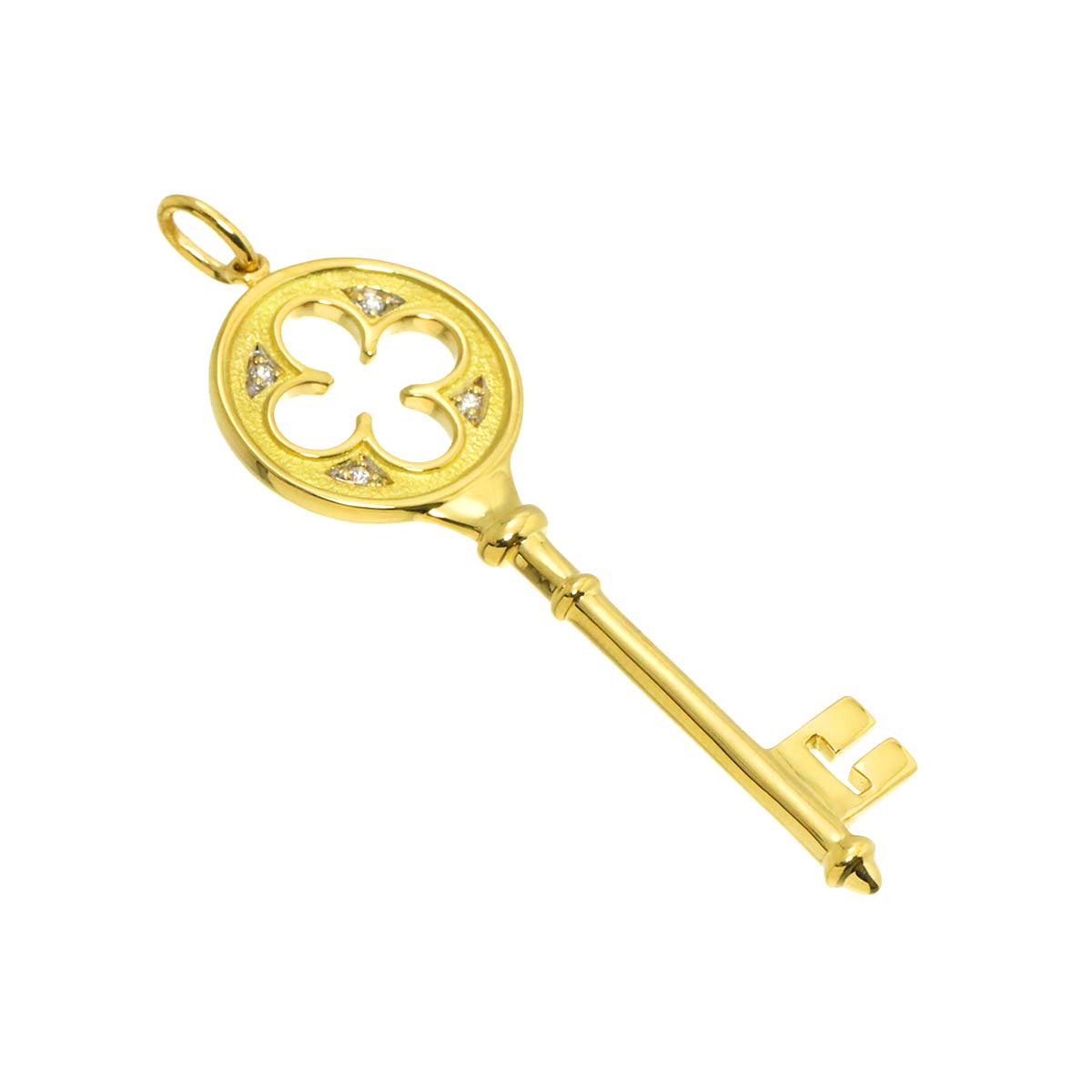 Clover Key Diamond Pendant Top 18K Yellow Gold 750