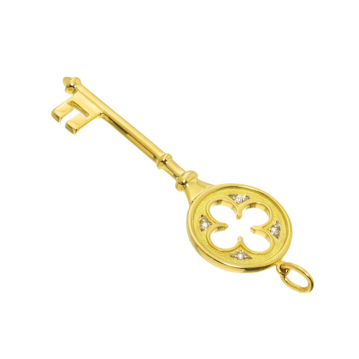 Clover Key Diamond Pendant Top 18K Yellow Gold 750