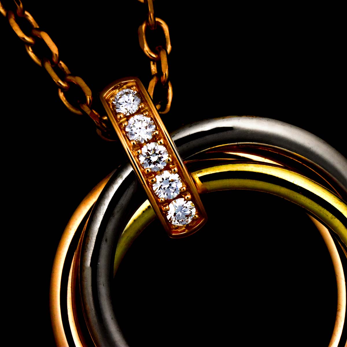 Trinity Diamond Necklace 18K YG WG PG 750