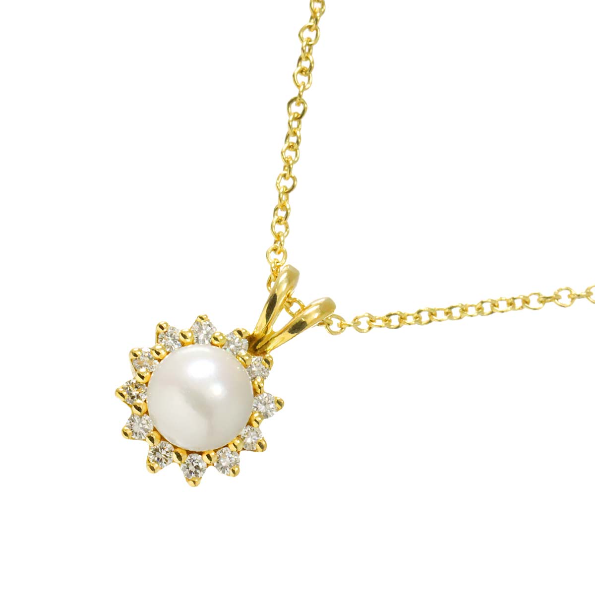 Akoya pearl 5.5mm Diamond Necklace 18K YG 750