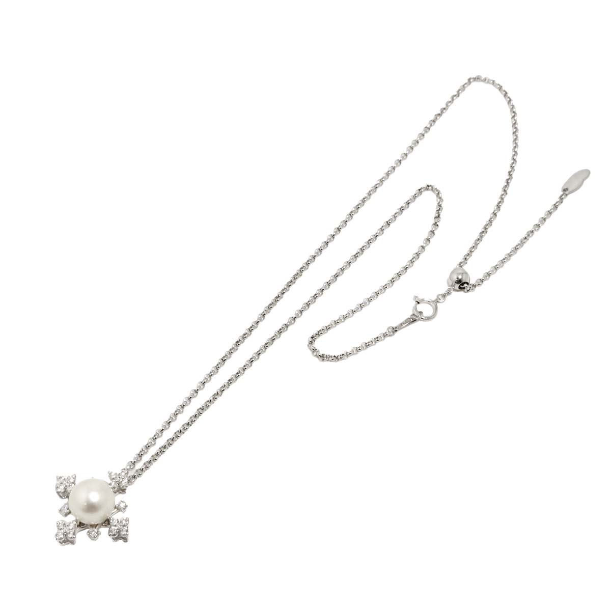 Akoya Pearl 9.6mm Diamond 0.50ct Necklace 18K WG 750