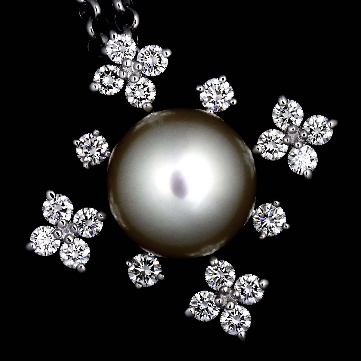 Akoya Pearl 9.6mm Diamond 0.50ct Necklace 18K WG 750
