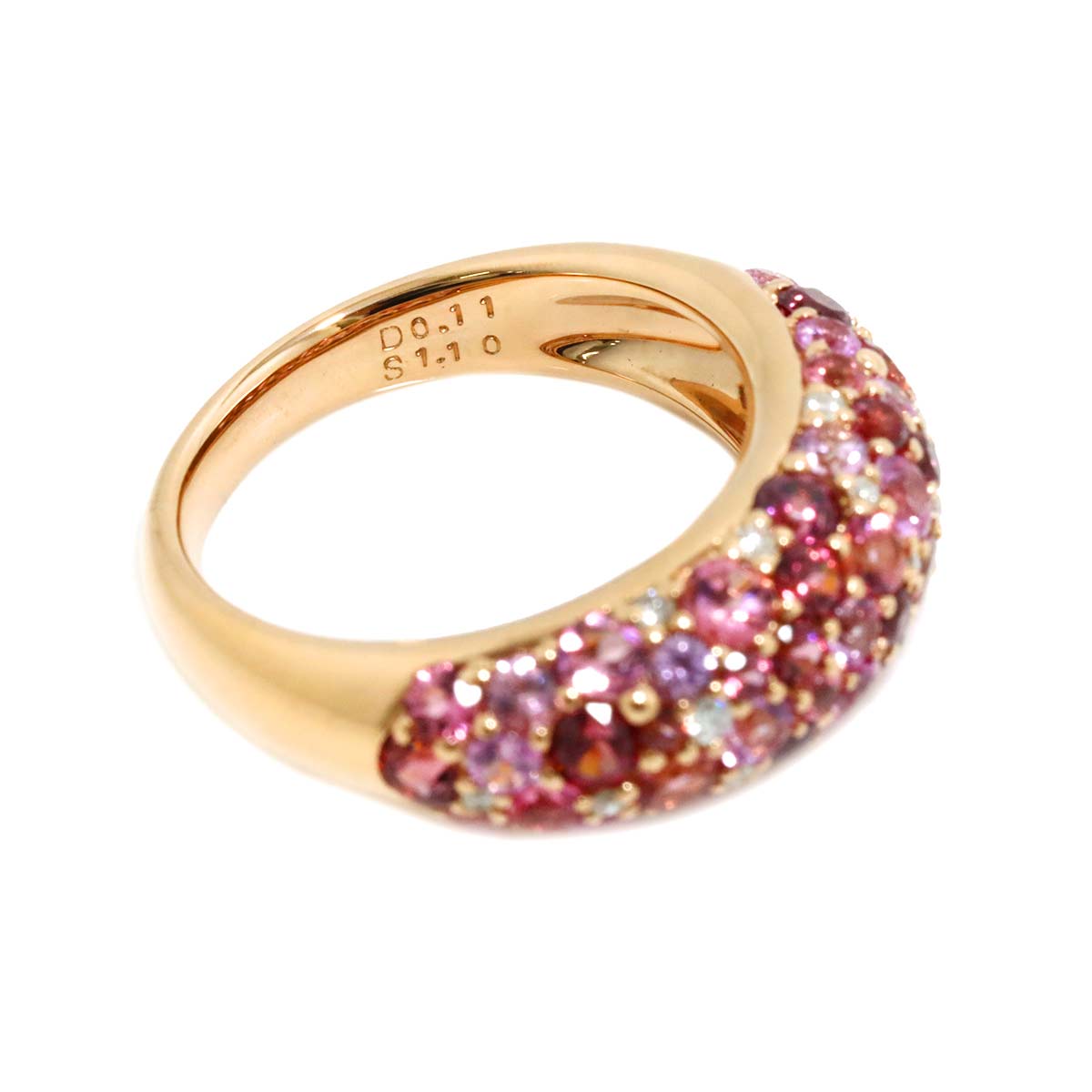 Sapphire 1.10ct Diamond 0.11ct Ring 18K PG Size:6(US)