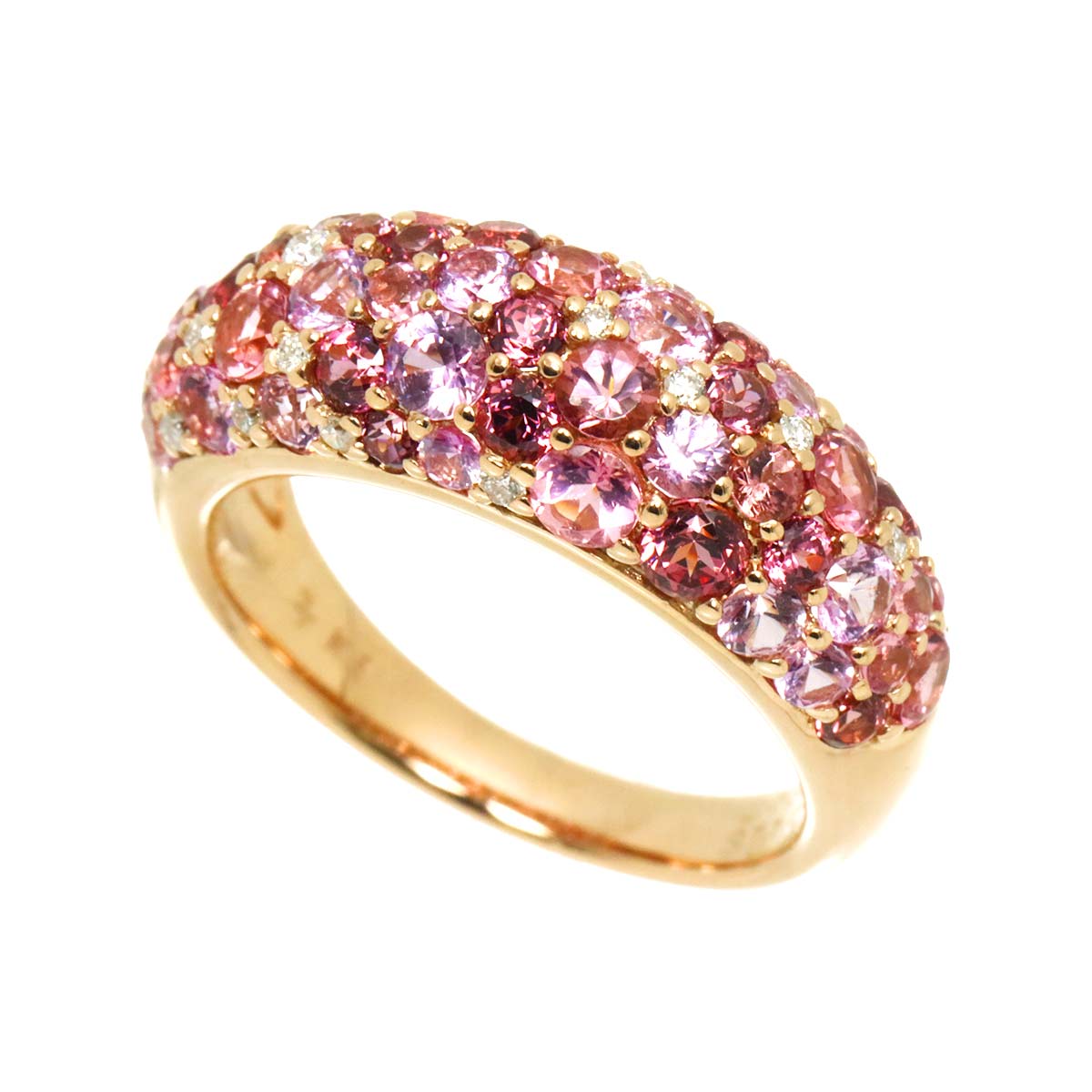 Sapphire 1.10ct Diamond 0.11ct Ring 18K PG Size:6(US)