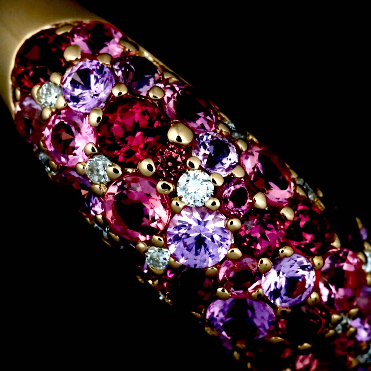 Sapphire 1.10ct Diamond 0.11ct Ring 18K PG Size:6(US)