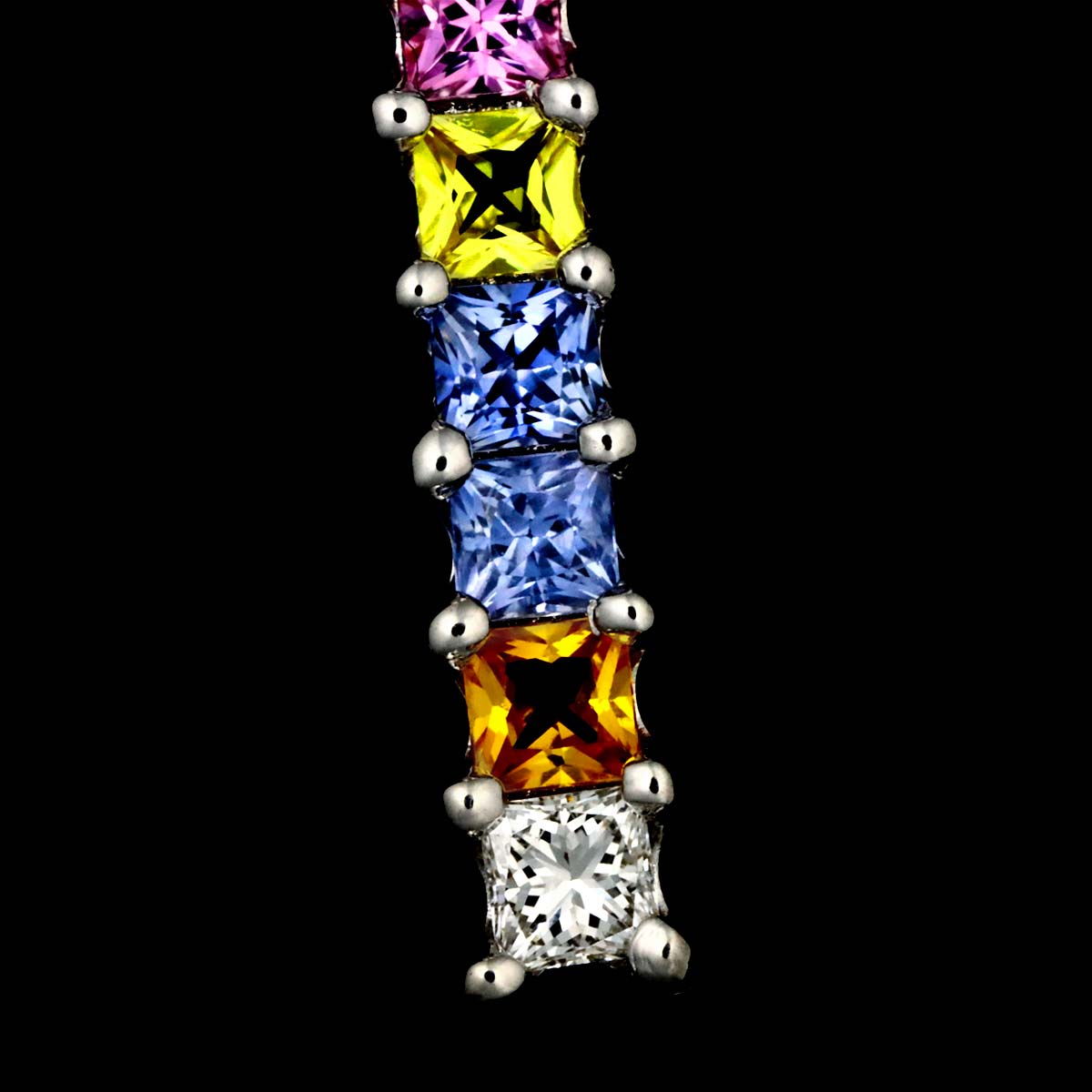 Sapphire 2.17ct Diamond 0.27ct Cross Necklace 18K WG 750