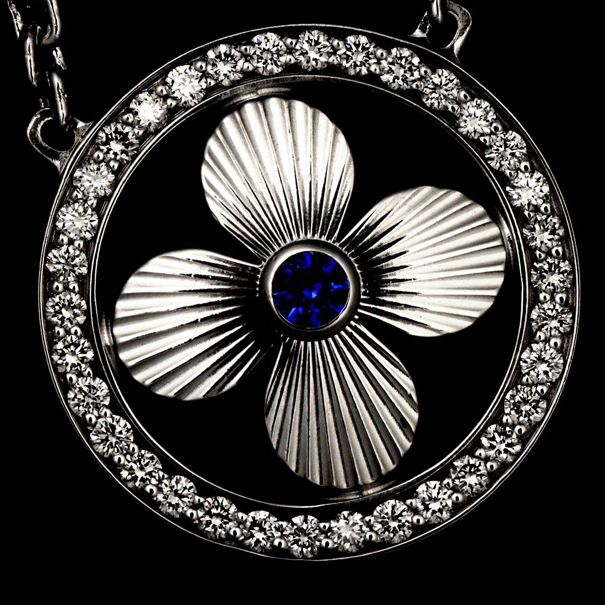 Pendentif Sapphire Diamond Necklace 18K WG 750