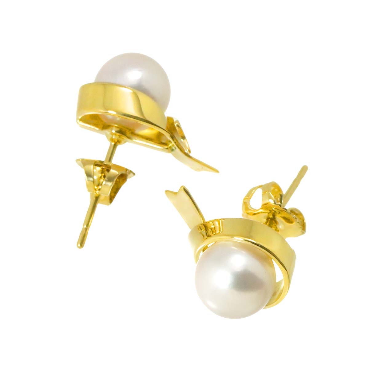 Akoya Pearl 7.0mm Earrings Pierced 18K YG 750