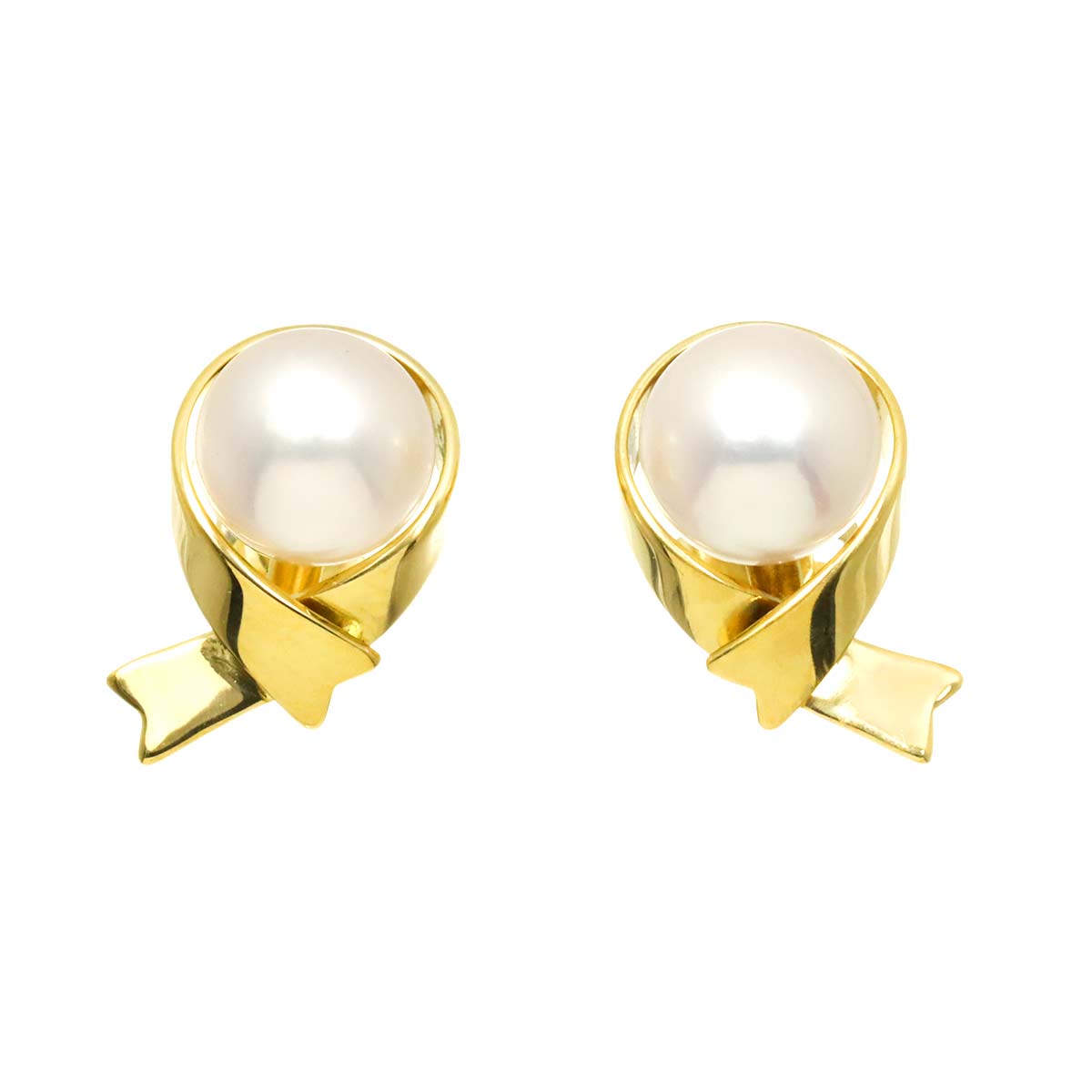 Akoya Pearl 7.0mm Earrings Pierced 18K YG 750
