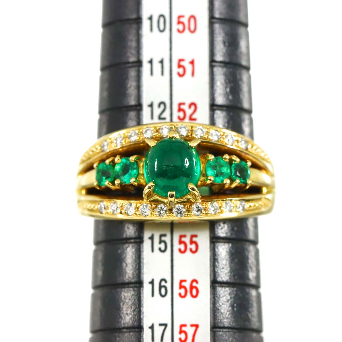 Emerald 1.03ct Diamond 0.14ct Ring 18K YG 750 Size6.75(US)