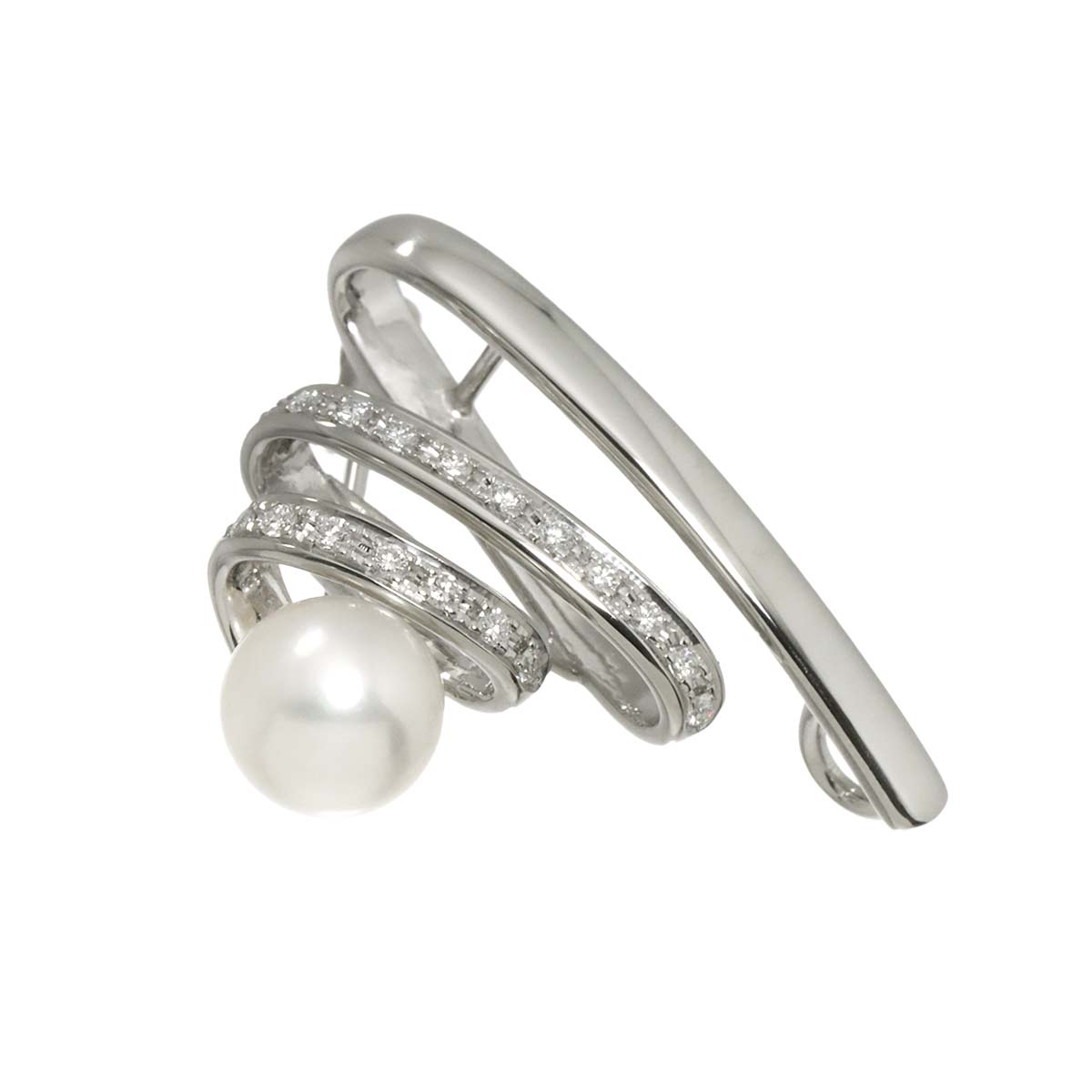 Akoya Pearl 7.9mm Diamond 0.14ct Brooch Pt Platinum