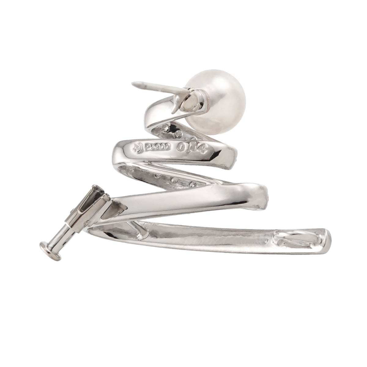 Akoya Pearl 7.9mm Diamond 0.14ct Brooch Pt Platinum