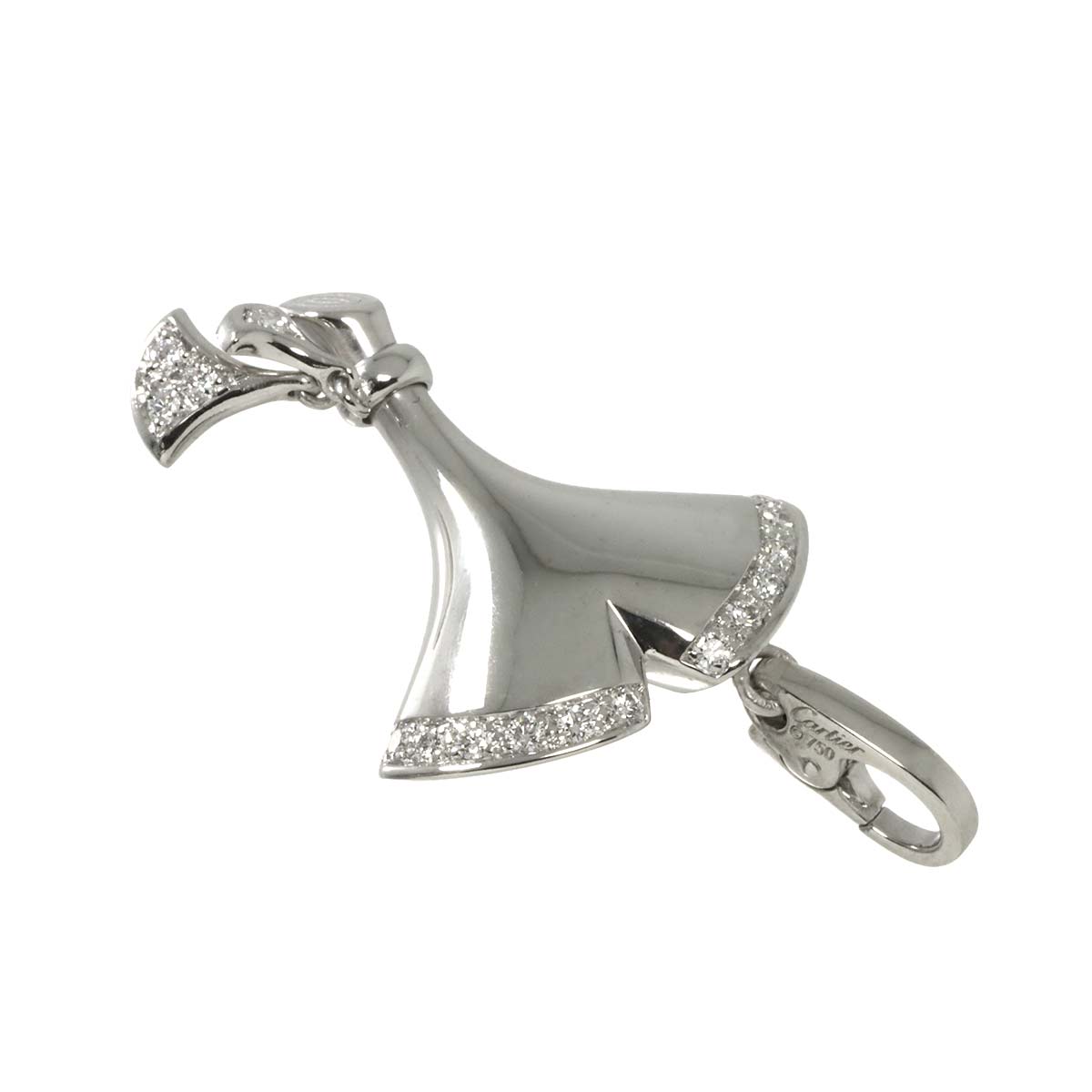 Ginkgo Diamond Charm Pendant 18K White Gold 750