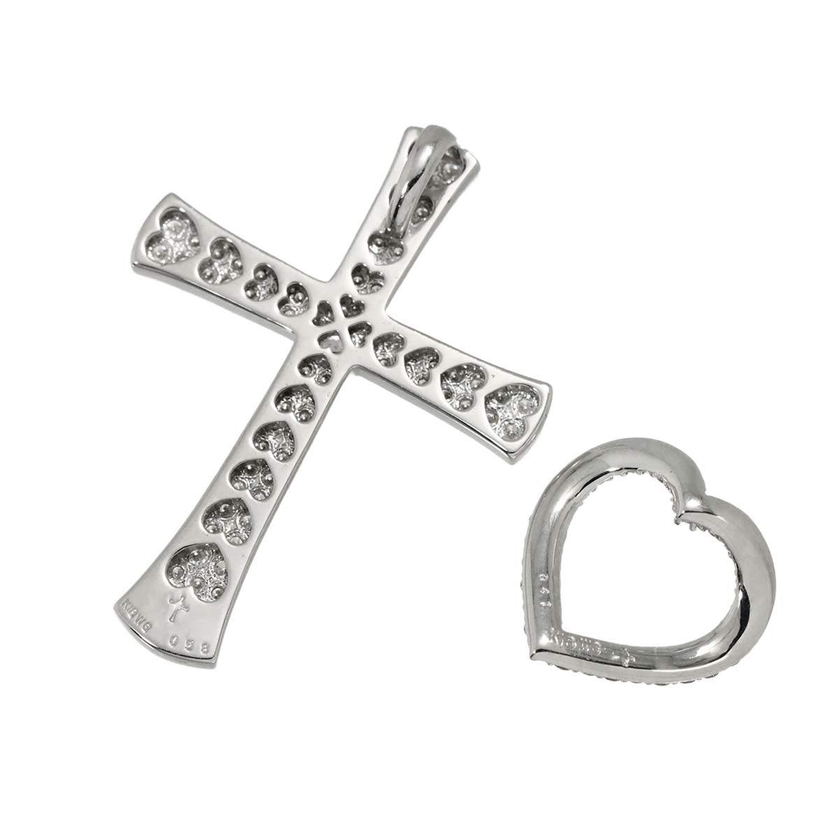 Diamond 0.58ct/0.41ct CrossHeart Pendant 18K White Gold 750