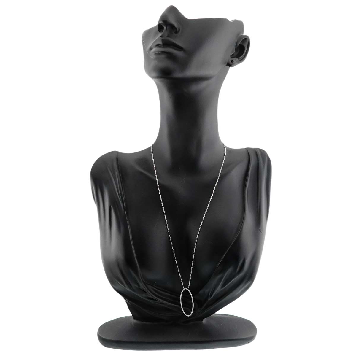 Metro Oval Diamond Necklace 18K White Gold 750