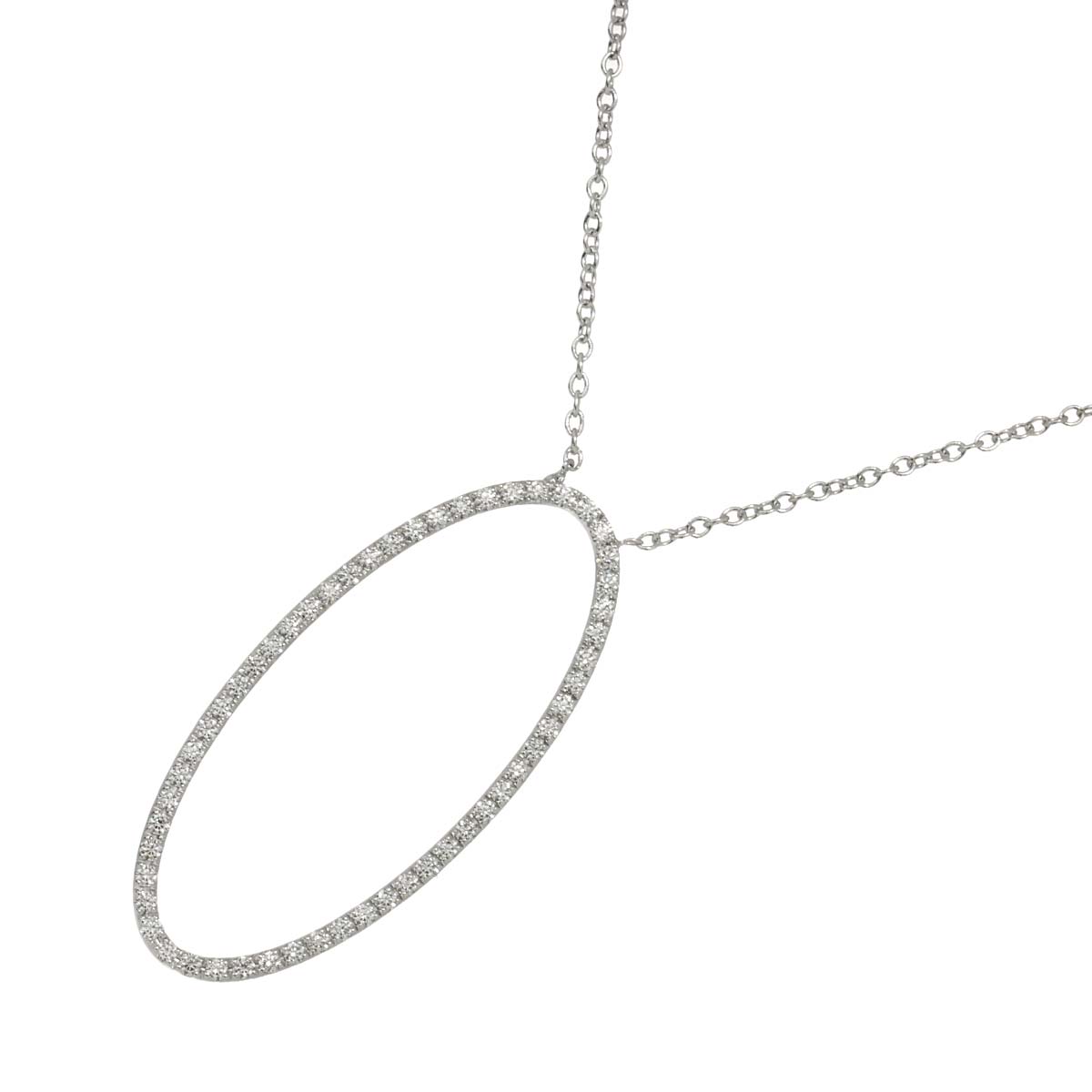 Metro Oval Diamond Necklace 18K White Gold 750