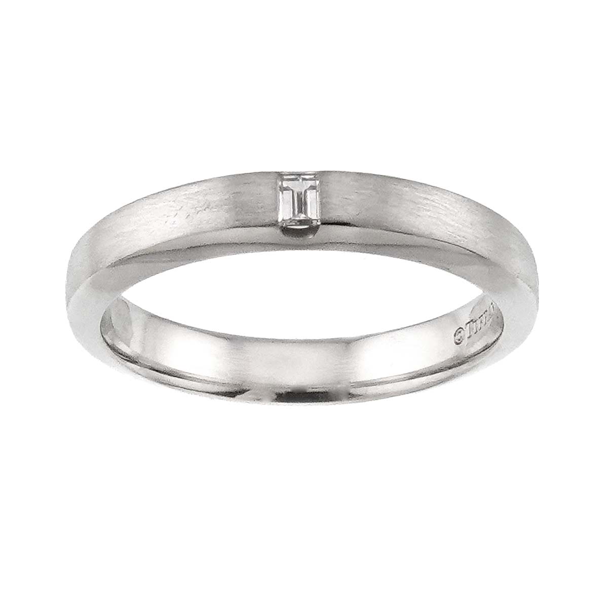 Satin Finish Band Ring Diamond 1P Platinum Size4.5(US)