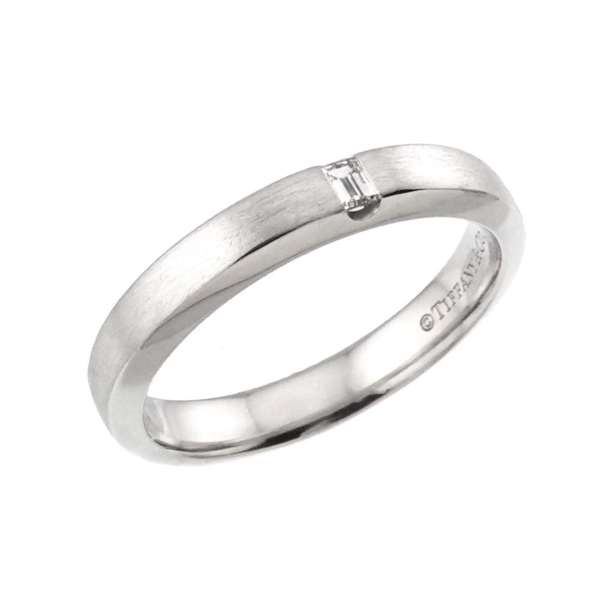 Satin Finish Band Ring Diamond 1P Platinum Size4.5(US)