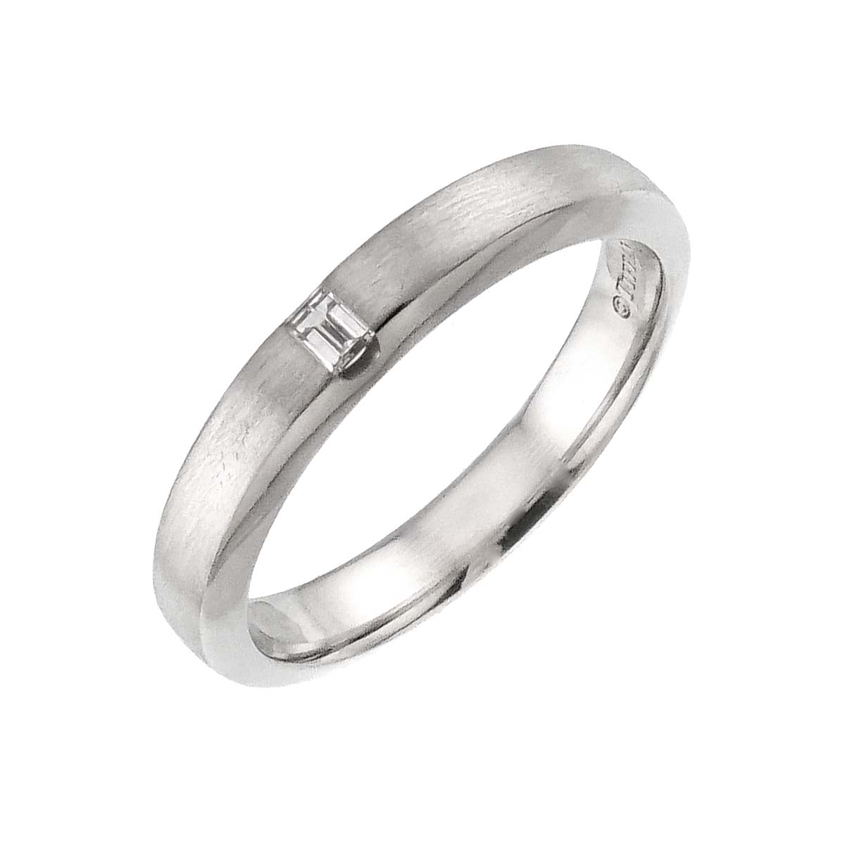 Satin Finish Band Ring Diamond 1P Platinum Size4.5(US)